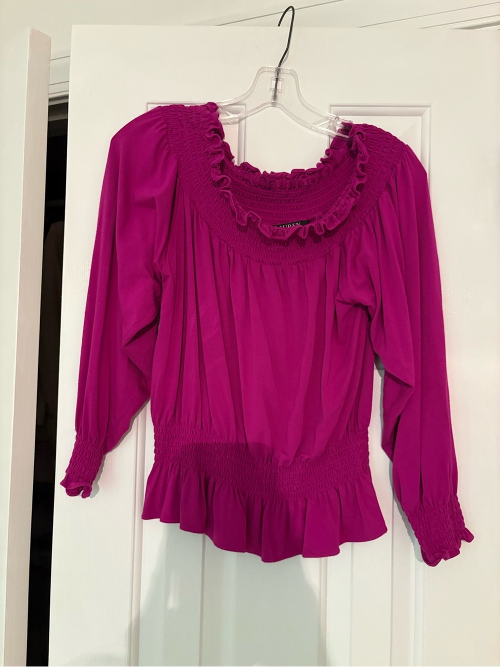 Lauren Ralph Lauren  Ruffle Hem Women's Top - Magenta-size small